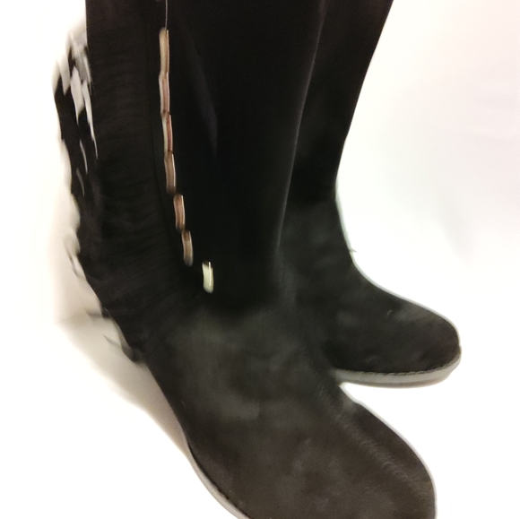 Black Stud-Accent Fringe Ankle Boot - Picture 4 of 11